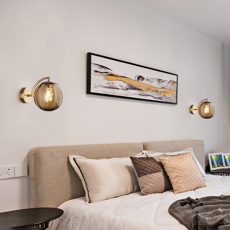 Postmodern Bedroom Bedside Wall Lamp American Simple Nordic Designer Hotel Aisle Staircase Glass Ball Small Wall Lamp