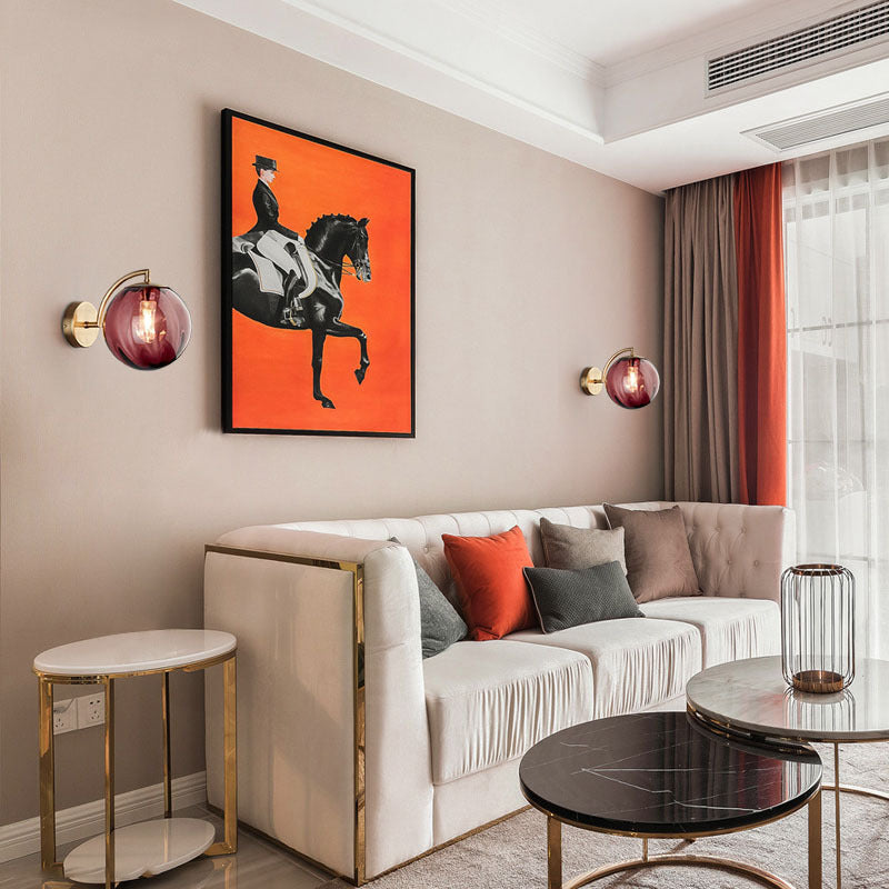 Postmodern Bedroom Bedside Wall Lamp American Simple Nordic Designer Hotel Aisle Staircase Glass Ball Small Wall Lamp