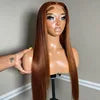 Brown Transparent Monofilament Lace Front Remy Human Hair Wigs Baby Hair Brazilian Virgin Hair Half Hand Tied Glueless Straight