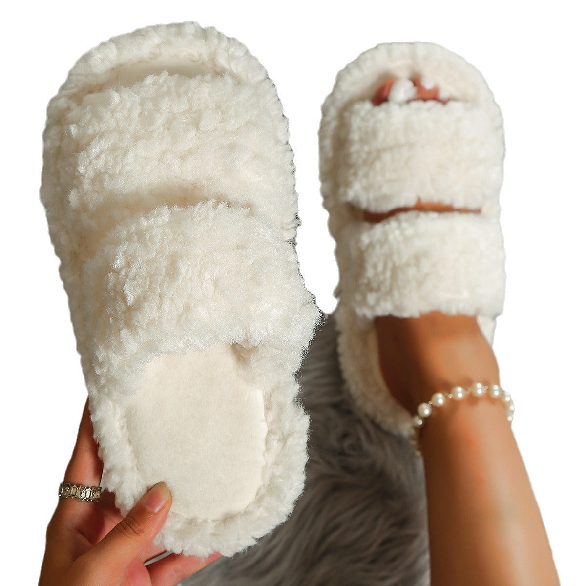 Winter Warm Foreign Trade Cotton Slippers Home Soft Bottom Thickened Simple Plush Home Non-Slip Furry Slippers for Women Wholesale