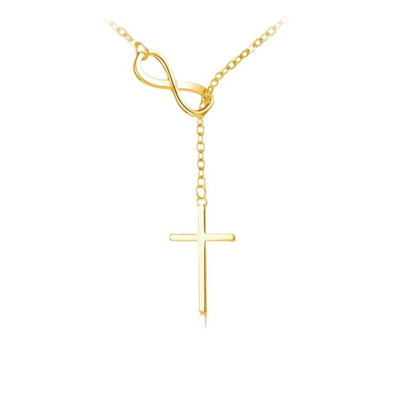Cross-border Explosions Simple 8-character Cross Necklace Jewelry European and American Women's Fashion Explosions Clavicle Chain