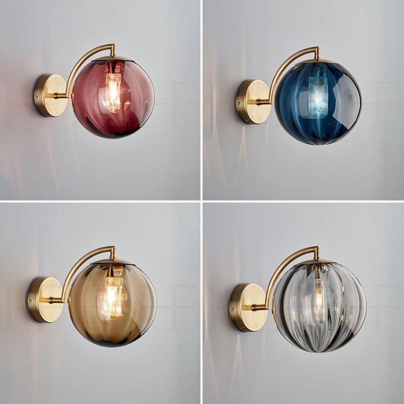 Postmodern Bedroom Bedside Wall Lamp American Simple Nordic Designer Hotel Aisle Staircase Glass Ball Small Wall Lamp