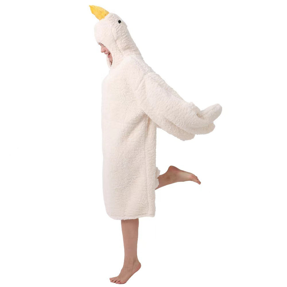 New Big Goose Coral Velvet Pajamas for Men and Women in Winter Funny Couple Cute Cartoon Elizabeth Duck Home Clothes