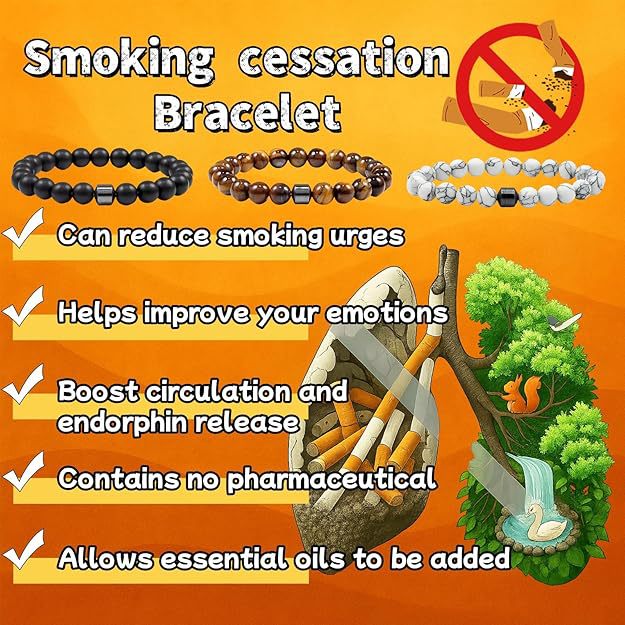 Triple Protection Smoking Cessation Bracelets 8MM Magnet Anti Smoke Beads Bracelet Anxiety Relief Bracelet Jewellery Accessories