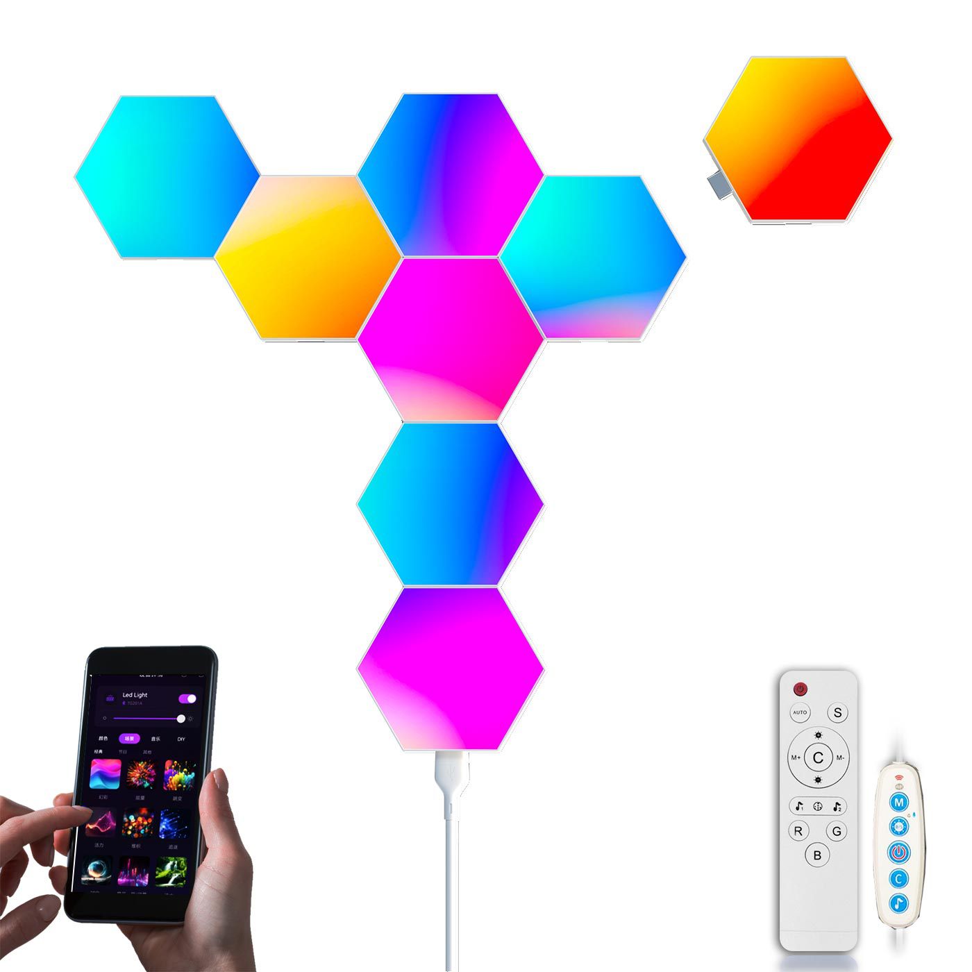 Cross-Border Dropshipping Hexagonal Lights Hexagonal Splicing Lamp Quantum Lamp Rgb Odd Light Board Led Honeycomb Lamp