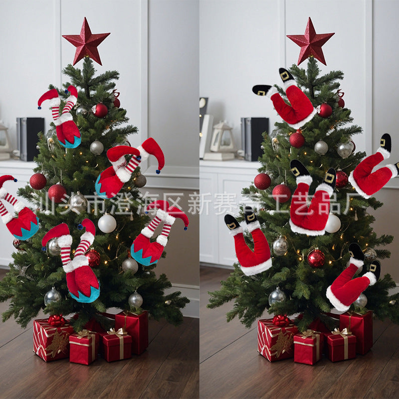 Cross-Border Christmas Tree Decorations, Plush Door Decorations, Santa Claus Elf Leg Inserts, Home Vase Inserts, Christmas Decorations