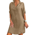 2025 Summer New Nordic Style Rayon Short-Sleeve Shirt Dress 1062 Large Stock Available
