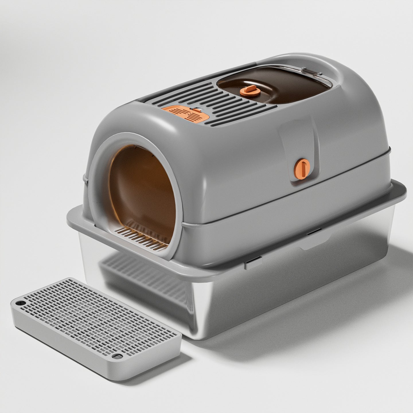 Stainless Steel Fully Enclosed Cat Litter Box, Extra Large Semi-Enclosed Cat Toilet, Anti-Splash Mat, Cat Pet Supplies Wholesale