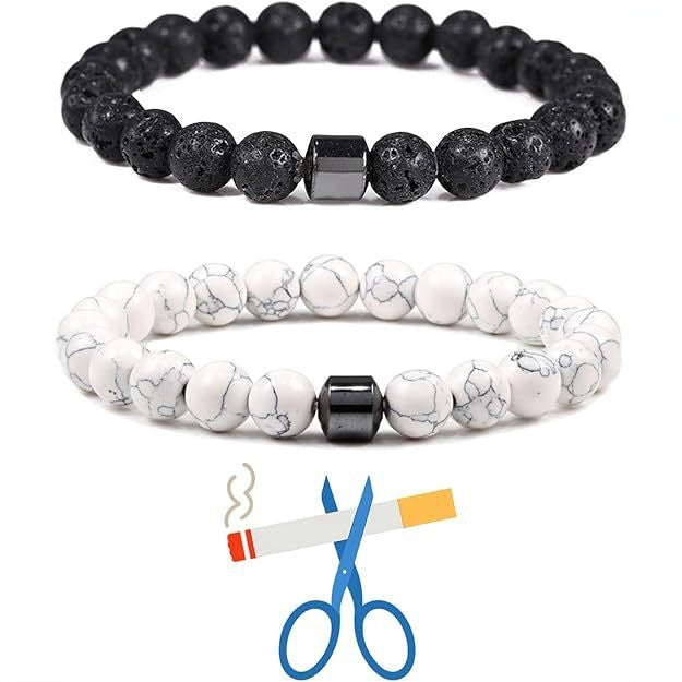 Triple Protection Smoking Cessation Bracelets 8MM Magnet Anti Smoke Beads Bracelet Anxiety Relief Bracelet Jewellery Accessories