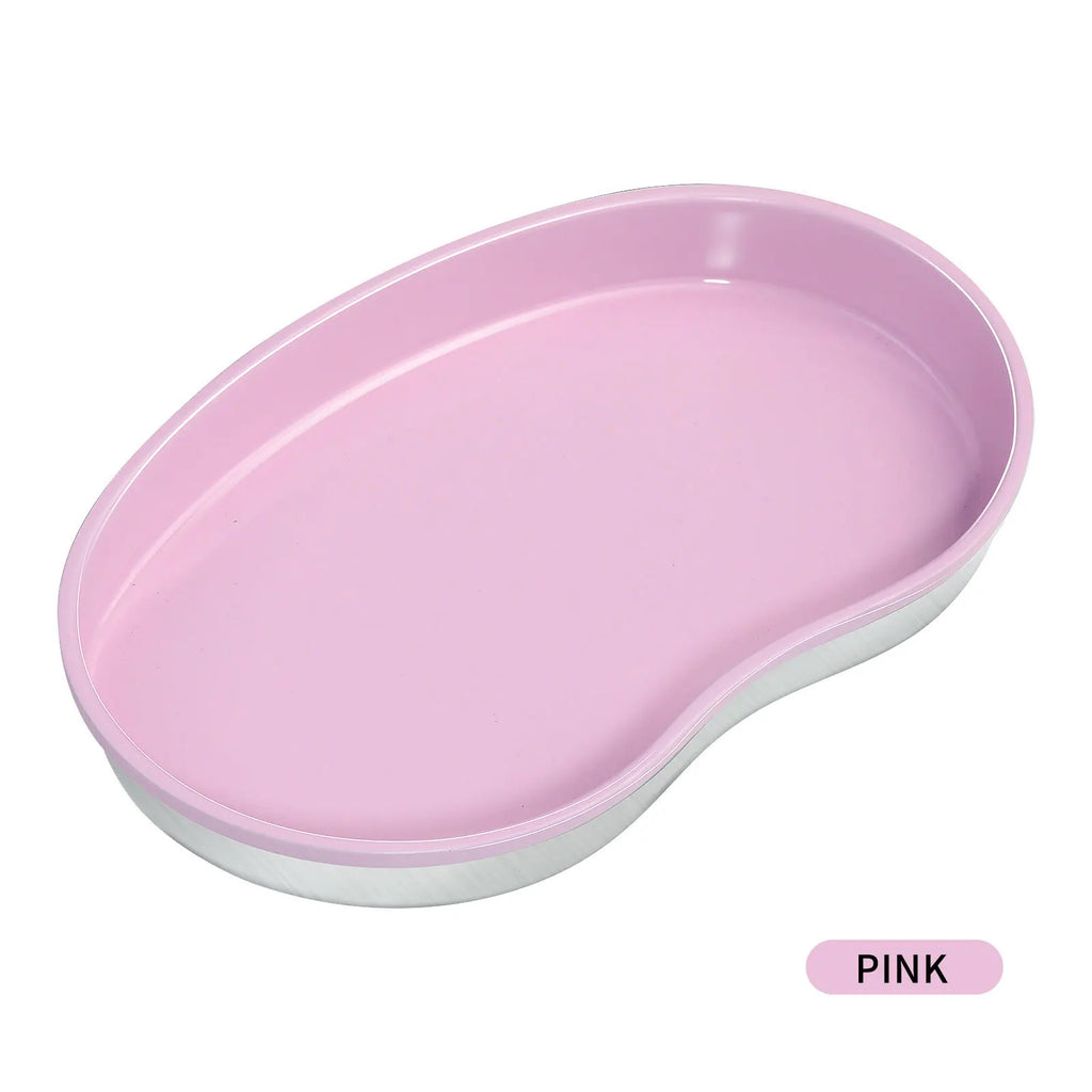 1Pcs Pink Stainless Steel Cosmetic Storage Tray Nail Art Equipment Plate Tools Dental&False Nails Nail Decorations Display Tray