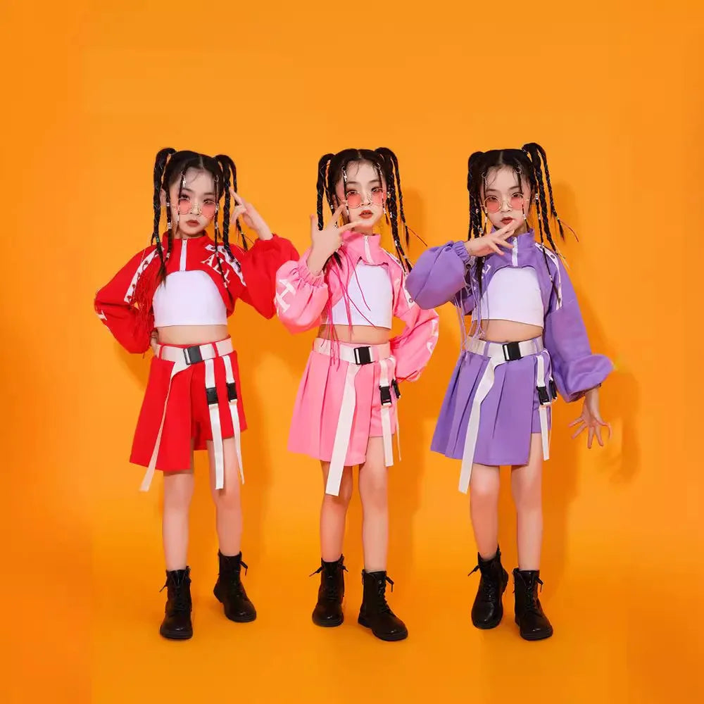 Tenue de scène à la mode pour filles performance de danse jazz costume de mode hip-hop pour enfants vêtements de piste cool po