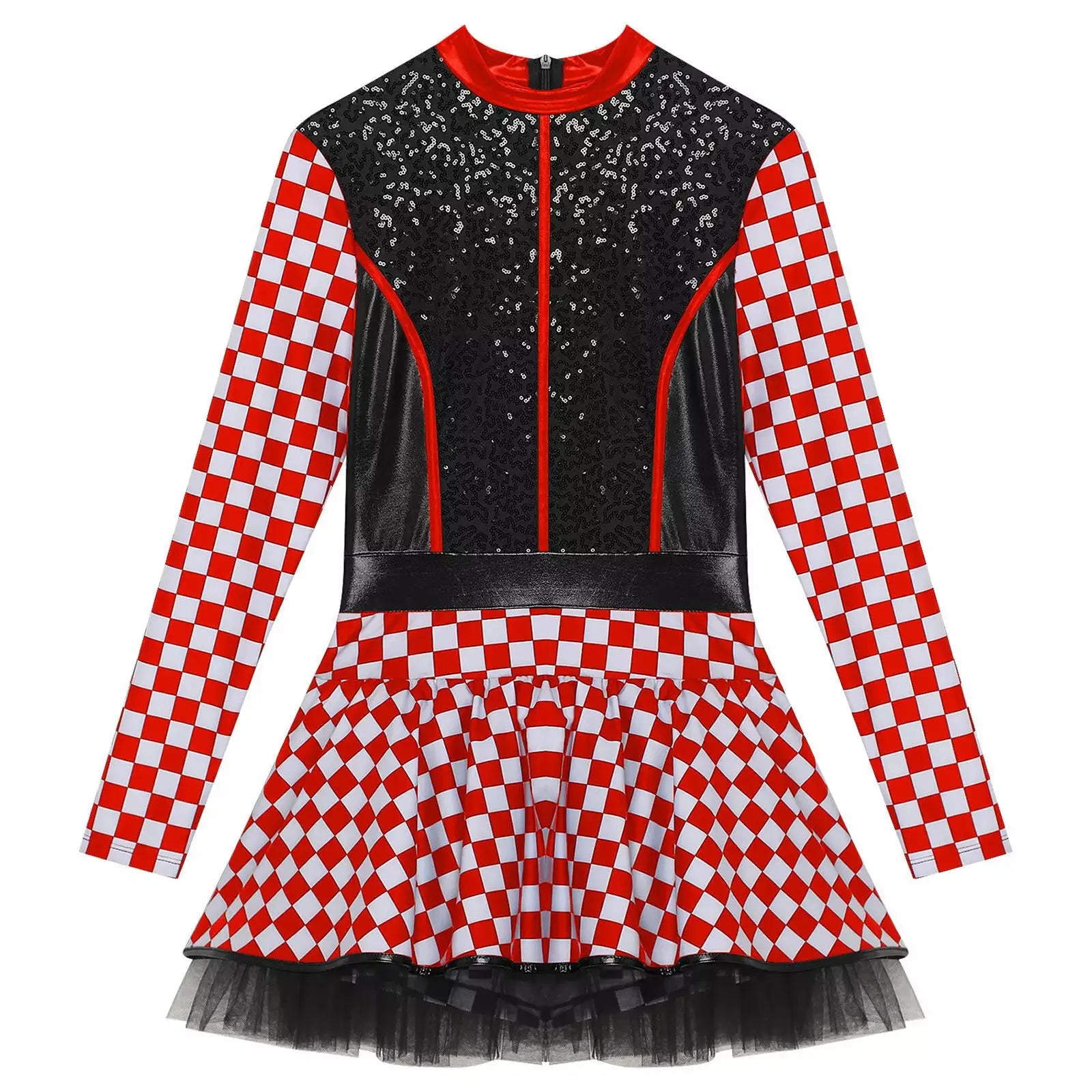Race Car Driver Tutu Dress for Women Halloween Queen Racer Costume Stage Performance Themed Party Outfit