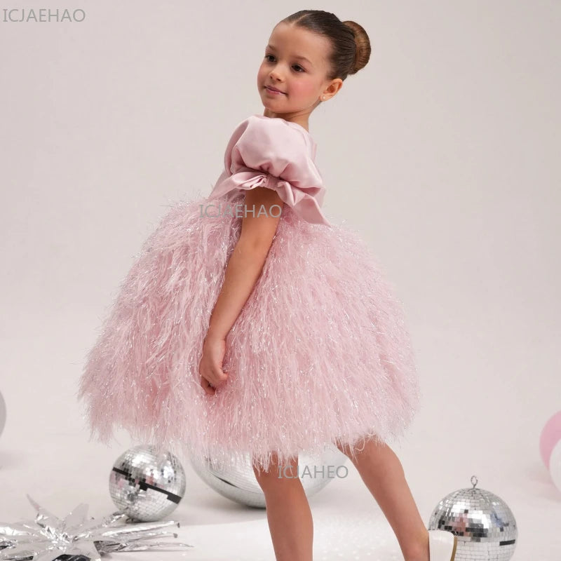 2026 New Kids Fashion Model Pageant Tutu Dress Piano Performance Gown Children Elegant Formal Attire Party Celebration Costume