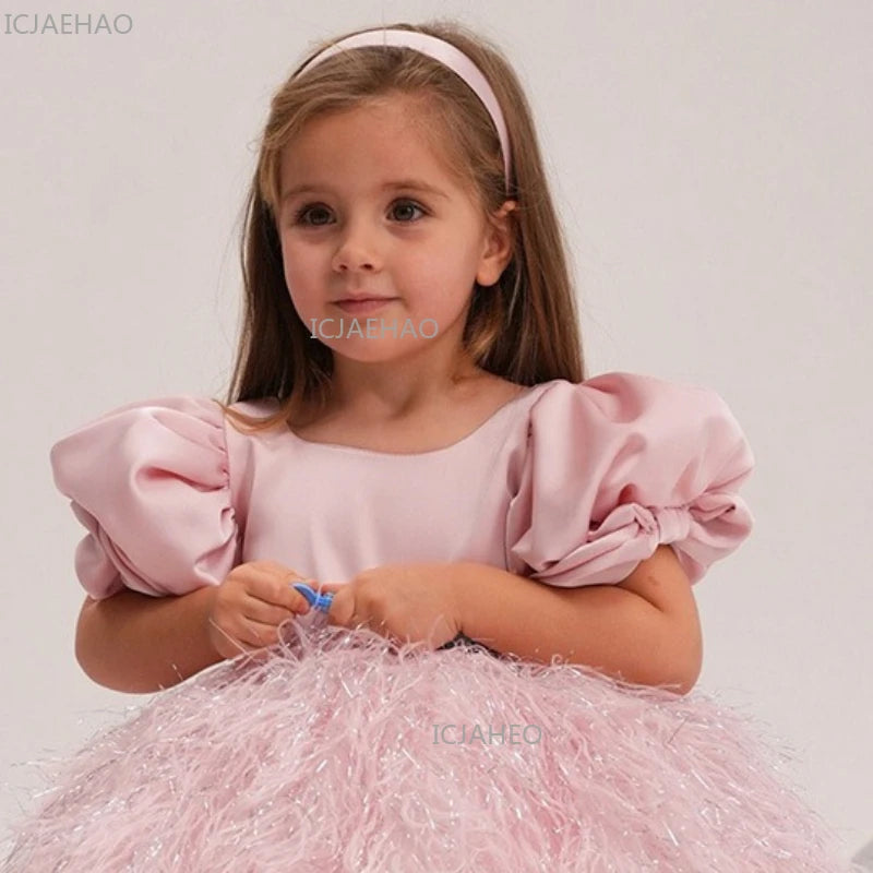 2026 New Kids Fashion Model Pageant Tutu Dress Piano Performance Gown Children Elegant Formal Attire Party Celebration Costume