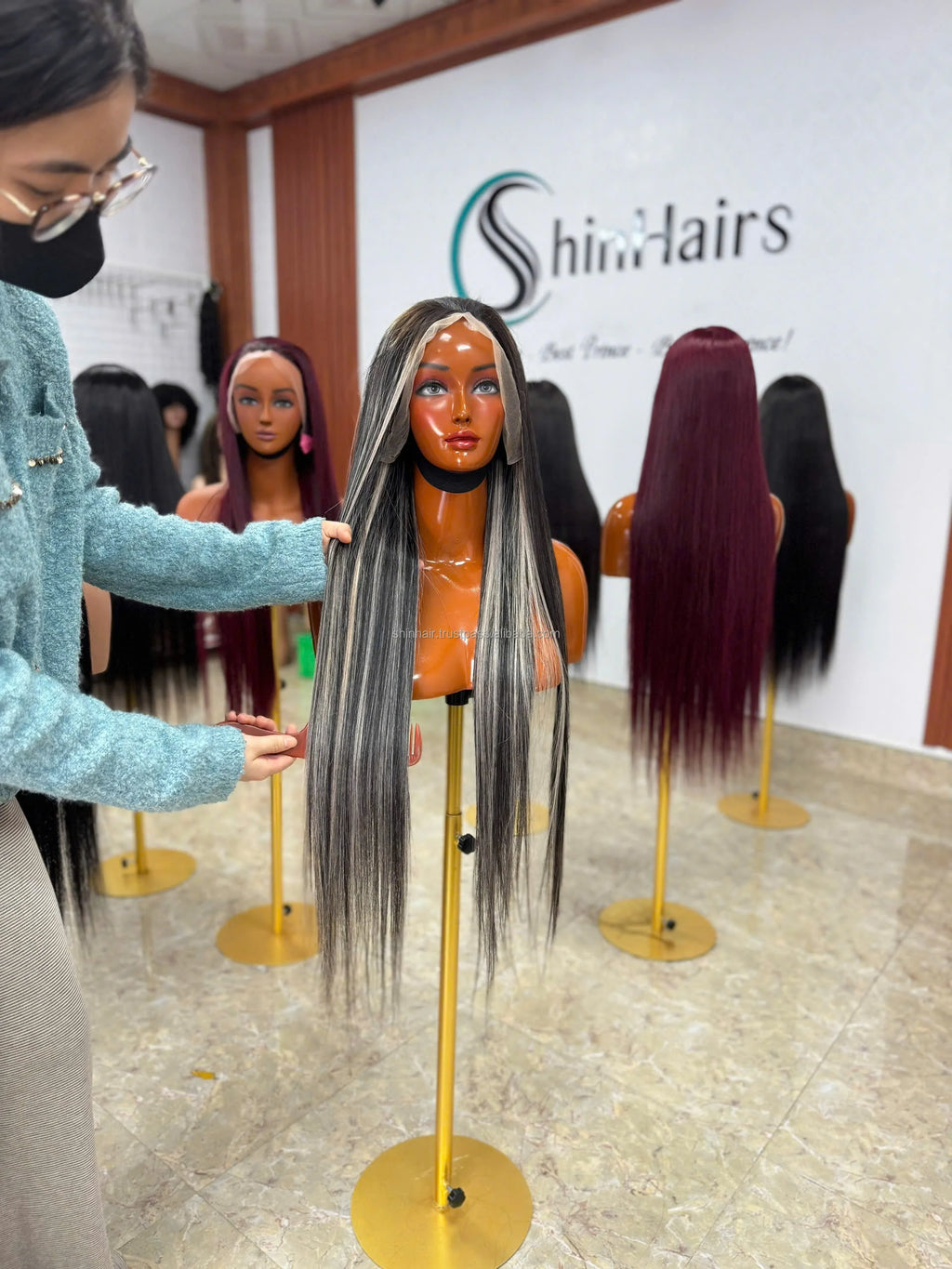 Wholesale Piano Highlight P4-60 Color 13x4 Full Lace Front Wig 200% Density Virgin Hair Straight No cut 100% Human Hair Wigs