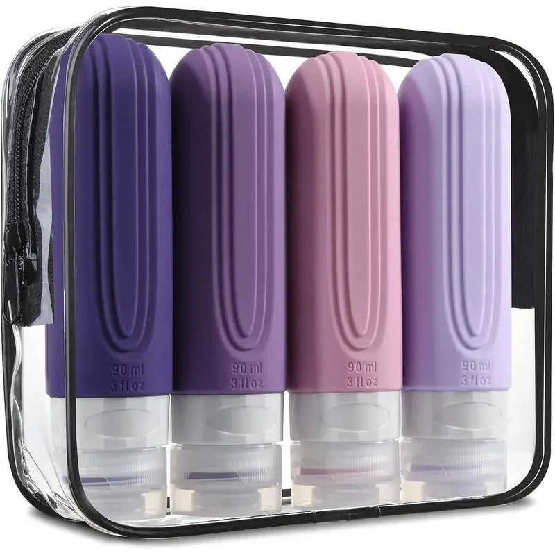 90 Ml/Set Silicone Travel Colorful Cosmetic Empty Bottle Leak-proof Refillable Dispensing Bottle Suitable for shampoo、Hair Condi