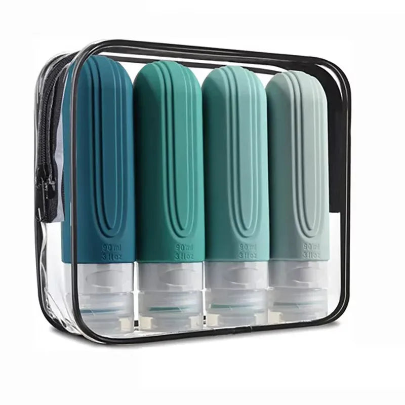 90 Ml/Set Silicone Travel Colorful Cosmetic Empty Bottle Leak-proof Refillable Dispensing Bottle Suitable for shampoo、Hair Condi