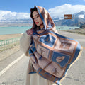 Luxury Winter Cashmere Scarf Women Horse Print Warm Pashmina Blanket Poncho Scarves Female Shawl Wraps Thick Foulard Bufanda