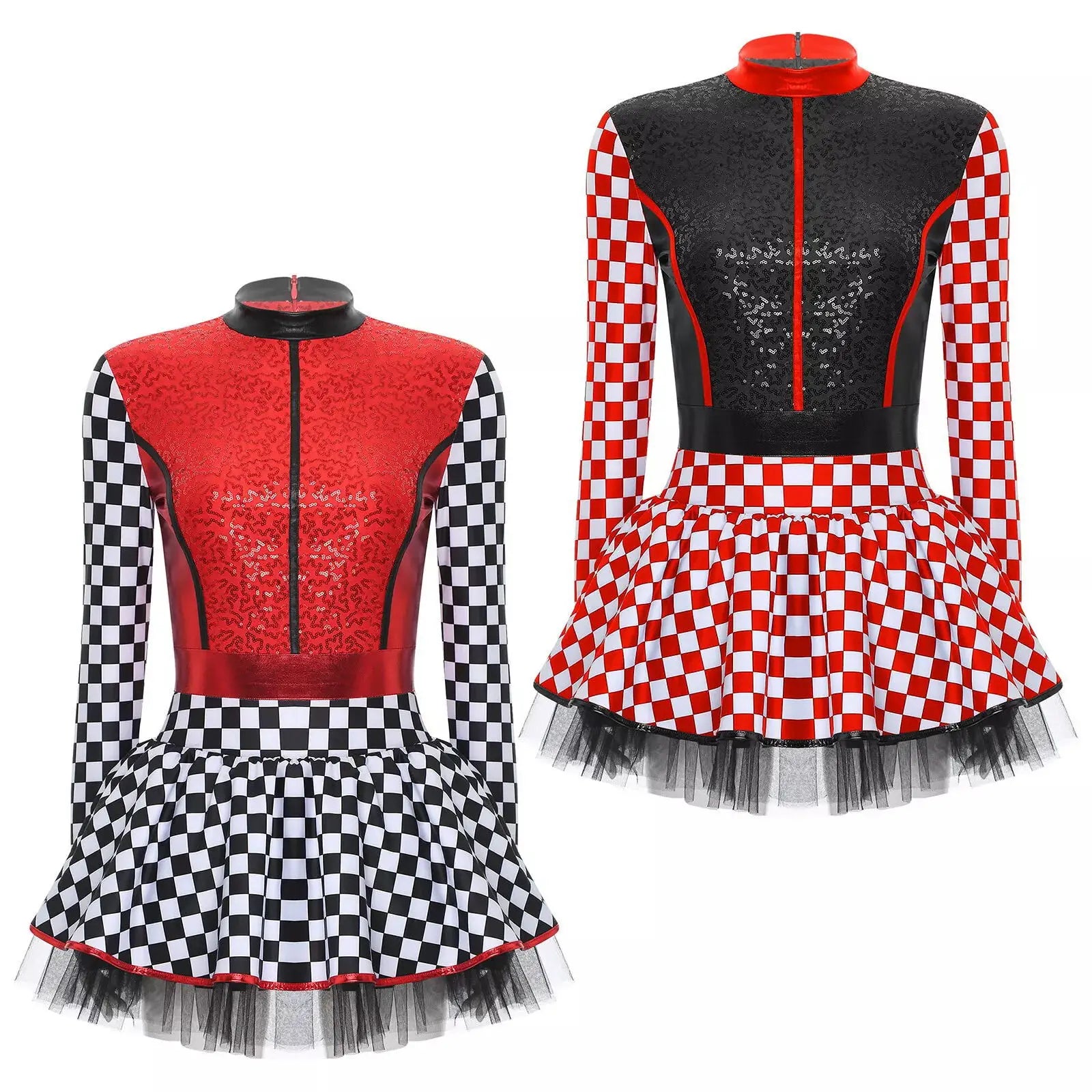 Race Car Driver Tutu Dress for Women Halloween Queen Racer Costume Stage Performance Themed Party Outfit