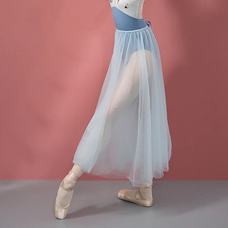 Women Romantic for Dancing Dance Lyrical Tulle Tutu Ballet Ballerina Dancewear Long Contemporary Skirt