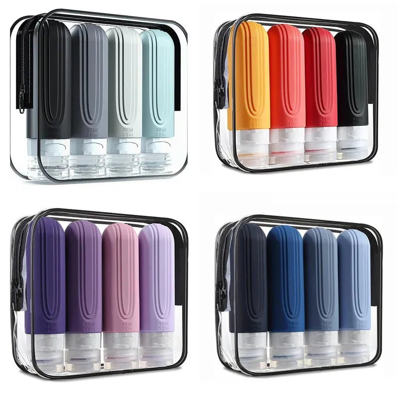 90 Ml/Set Silicone Travel Colorful Cosmetic Empty Bottle Leak-proof Refillable Dispensing Bottle Suitable for shampoo、Hair Condi