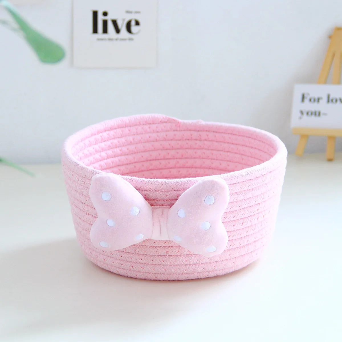 Cute Cartoon Storage Baskets Woven Cotton Rope Desktop Jewelry Cosmetics Snacks Sundries Key Kid Toys Organizer Bins
