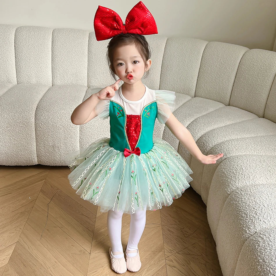 Girls Kids Tutu Ballet Dance Dress Princess Cosplay Birthday Party Elsa Rapunzel Performance Dancewear Costume Ballerina Clothes