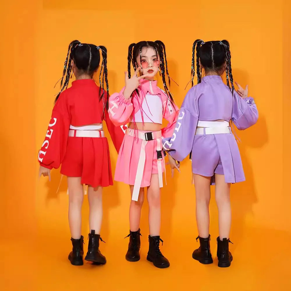 Tenue de scène à la mode pour filles performance de danse jazz costume de mode hip-hop pour enfants vêtements de piste cool po