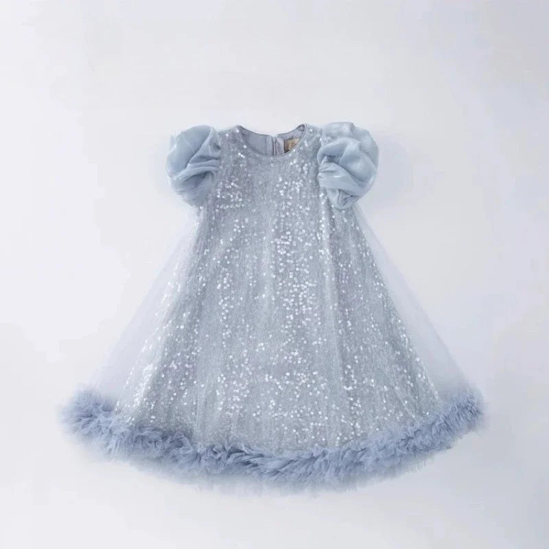 2025 Girls New High-End Tutu Dress Princess Banquet Birthday Party Wear Sequin New Elegant Clothing Pageant Walk Kids Formal