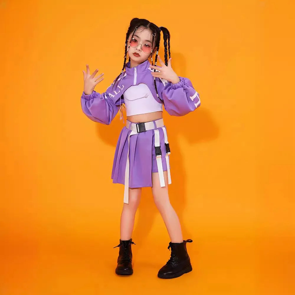 Tenue de scène à la mode pour filles performance de danse jazz costume de mode hip-hop pour enfants vêtements de piste cool po