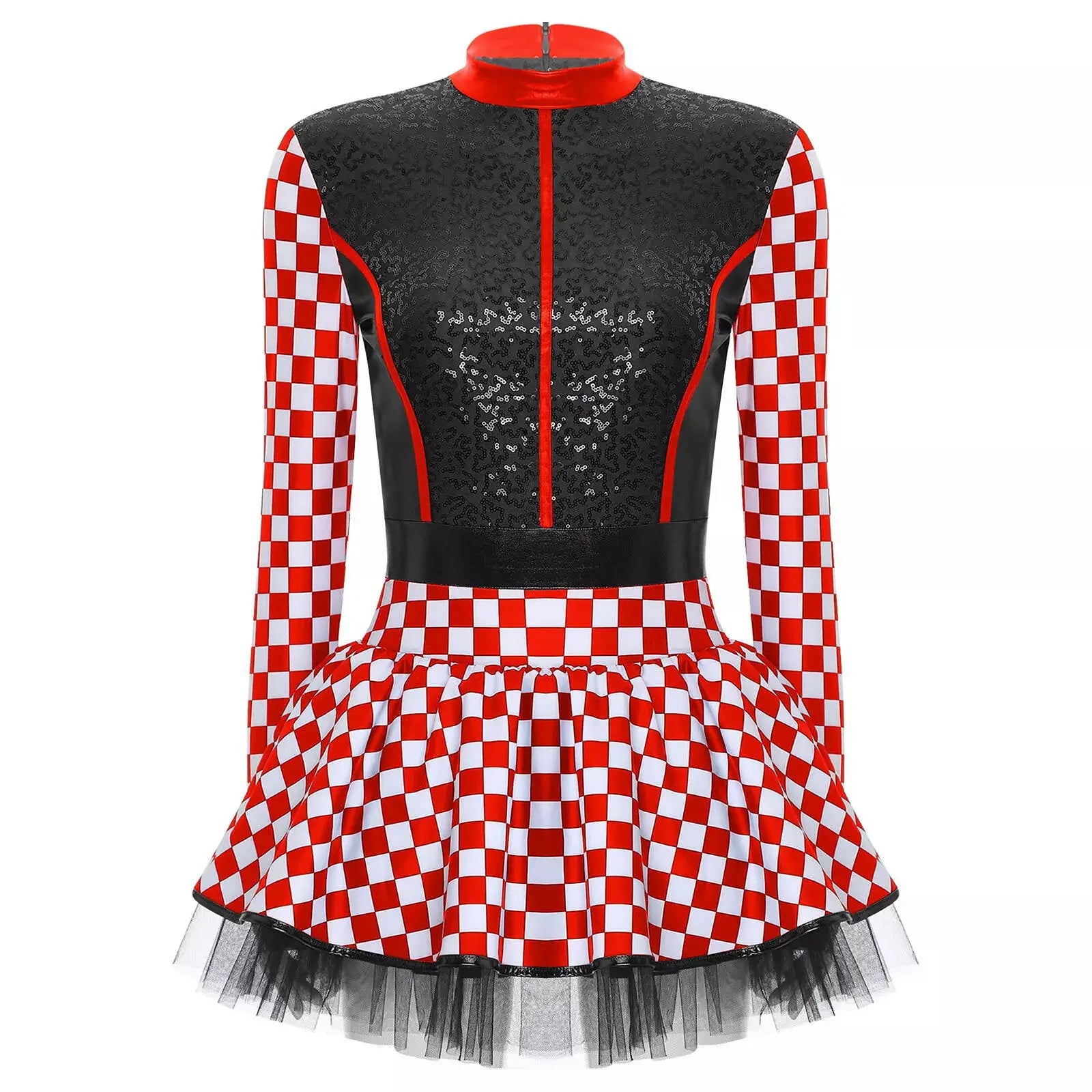 Race Car Driver Tutu Dress for Women Halloween Queen Racer Costume Stage Performance Themed Party Outfit