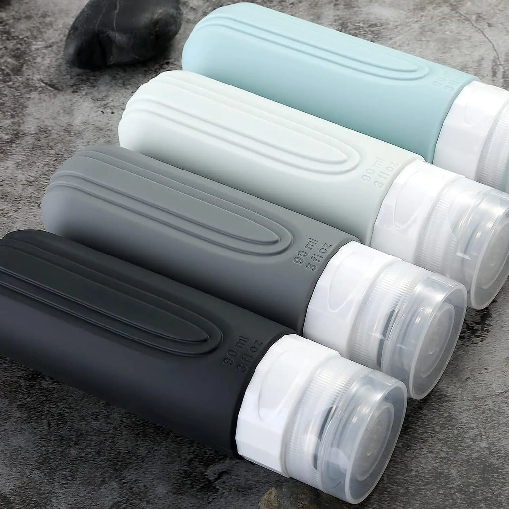 90ml/Set Silicone Travel Cosmetics Bottles Empty Squeeze Containers Leakproof Refillable Bottle For Shampoo Conditioner Lotion