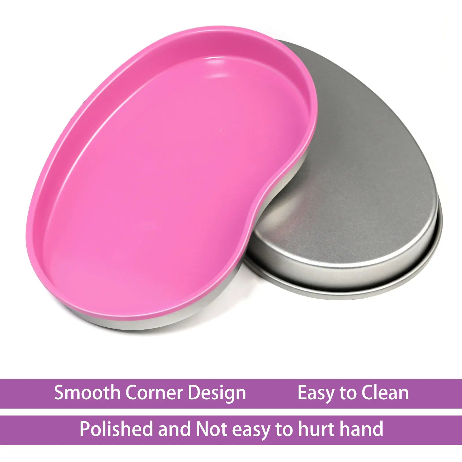 1Pcs Pink Stainless Steel Cosmetic Storage Tray Nail Art Equipment Plate Tools Dental&False Nails Nail Decorations Display Tray