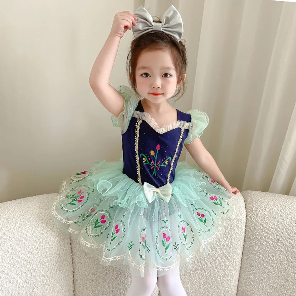 Girls Kids Tutu Ballet Dance Dress Princess Cosplay Birthday Party Elsa Rapunzel Performance Dancewear Costume Ballerina Clothes