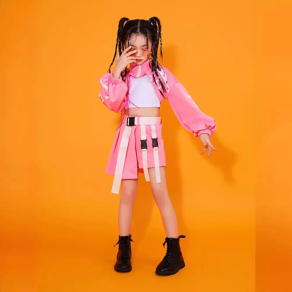 Tenue de scène à la mode pour filles performance de danse jazz costume de mode hip-hop pour enfants vêtements de piste cool po