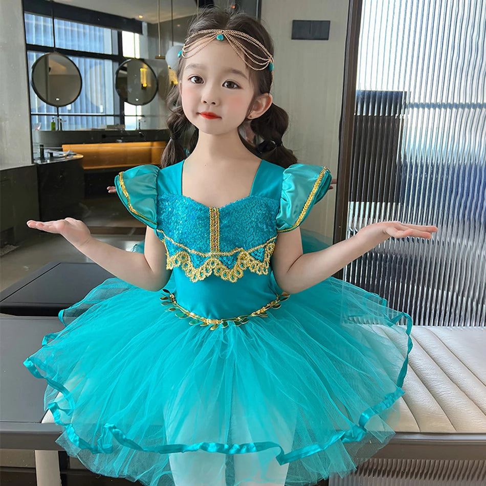 Girls Kids Tutu Ballet Dance Dress Princess Cosplay Birthday Party Elsa Rapunzel Performance Dancewear Costume Ballerina Clothes