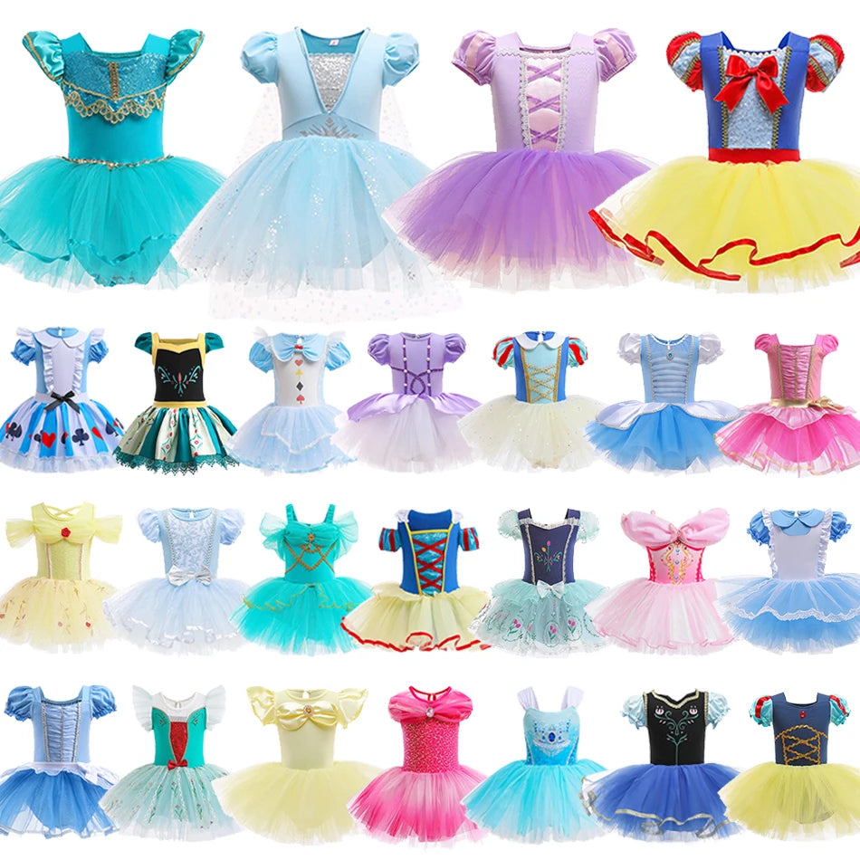 Girls Kids Tutu Ballet Dance Dress Princess Cosplay Birthday Party Elsa Rapunzel Performance Dancewear Costume Ballerina Clothes