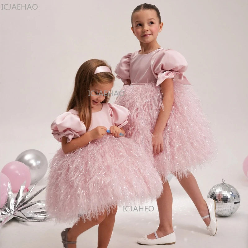 2026 New Kids Fashion Model Pageant Tutu Dress Piano Performance Gown Children Elegant Formal Attire Party Celebration Costume