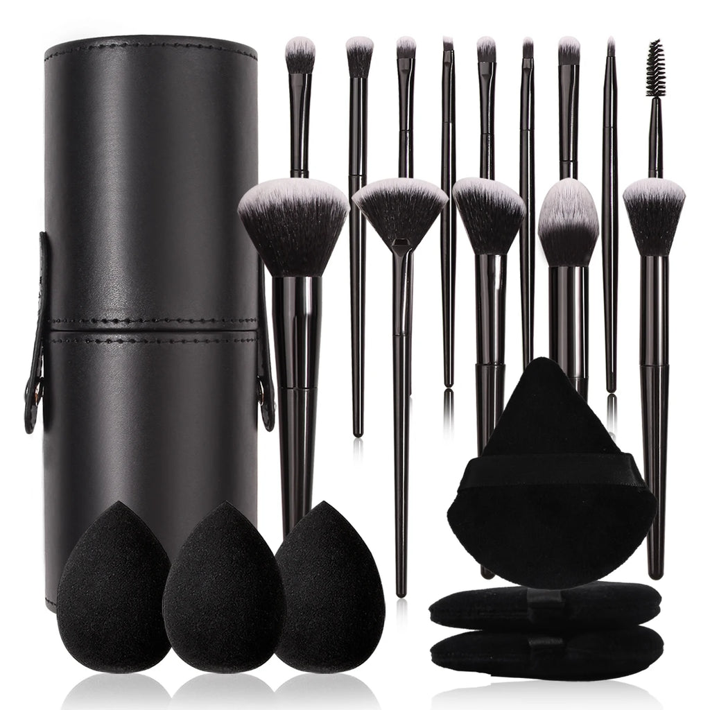 3~21pcs Fashion Makeup Brsuh Set Soft Hair Cosmetic Brushes With Makeup Brush Holder Beauty Egg And Powder Puff