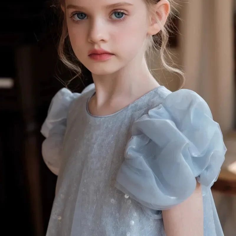 2025 Girls New High-End Tutu Dress Princess Banquet Birthday Party Wear Sequin New Elegant Clothing Pageant Walk Kids Formal