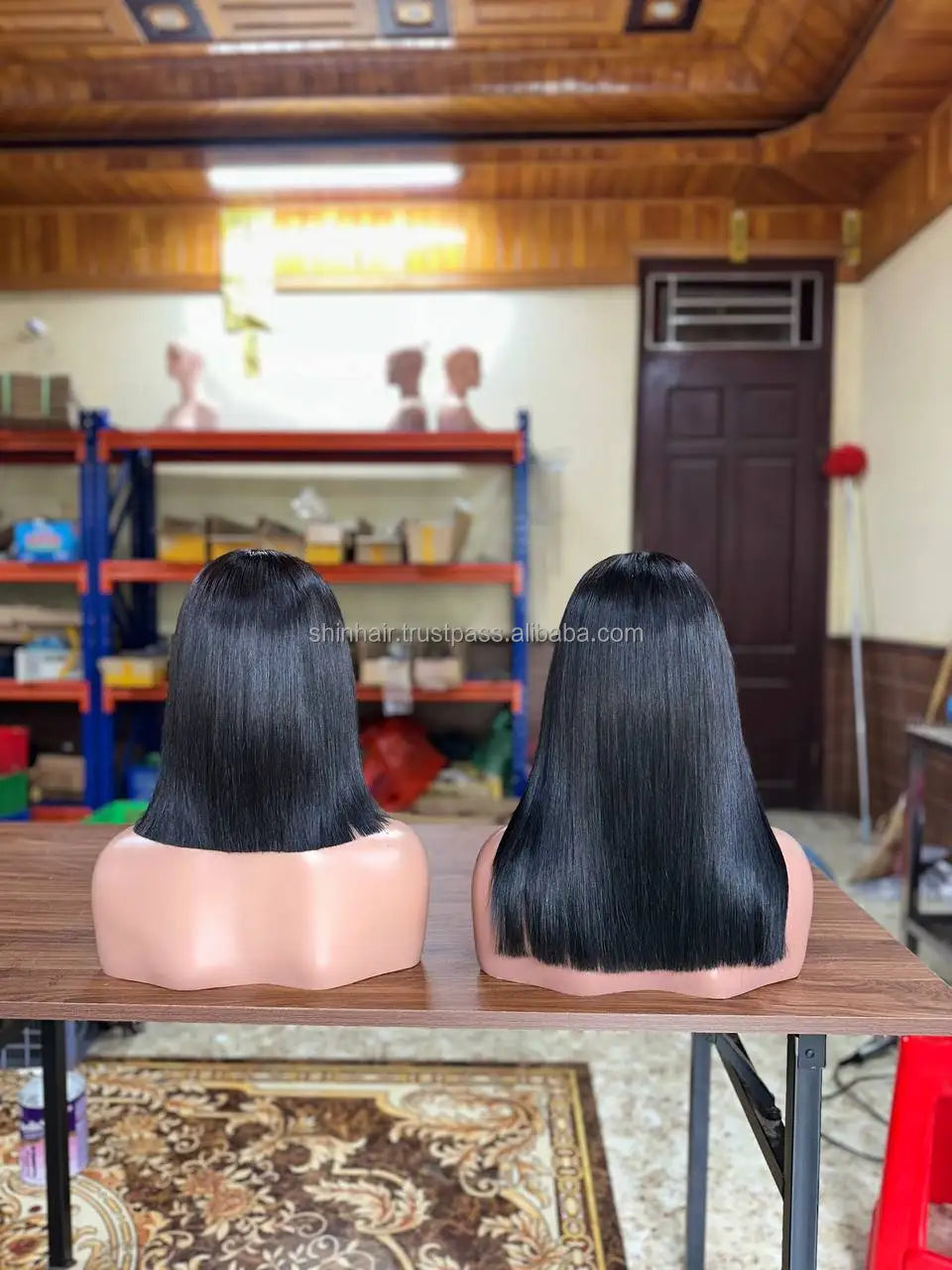 Wig Female Medium Dyed Brown Short Hair Wigs, Highlight Bob Wig With Bangs for Women, Natural Hair Wigs Bob