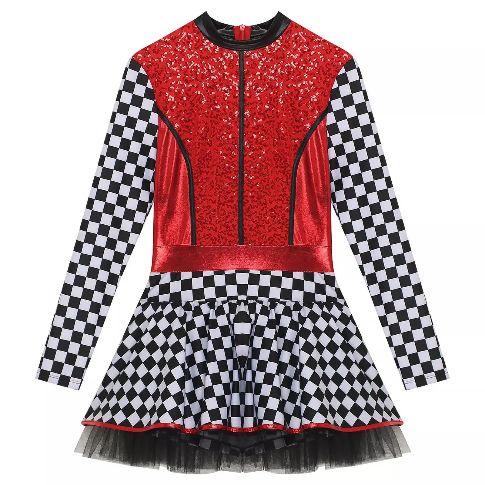 Race Car Driver Tutu Dress for Women Halloween Queen Racer Costume Stage Performance Themed Party Outfit