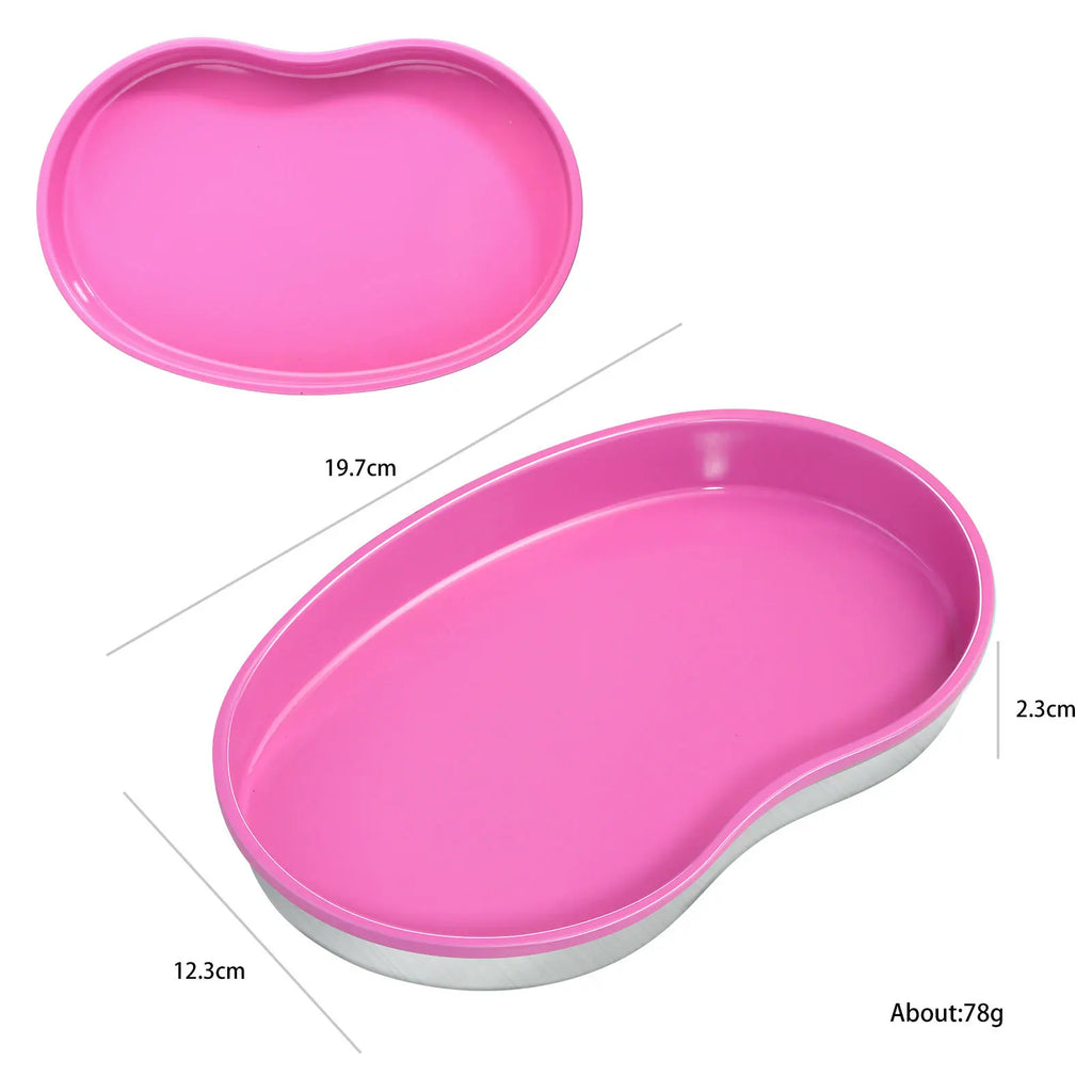 1Pcs Pink Stainless Steel Cosmetic Storage Tray Nail Art Equipment Plate Tools Dental&False Nails Nail Decorations Display Tray